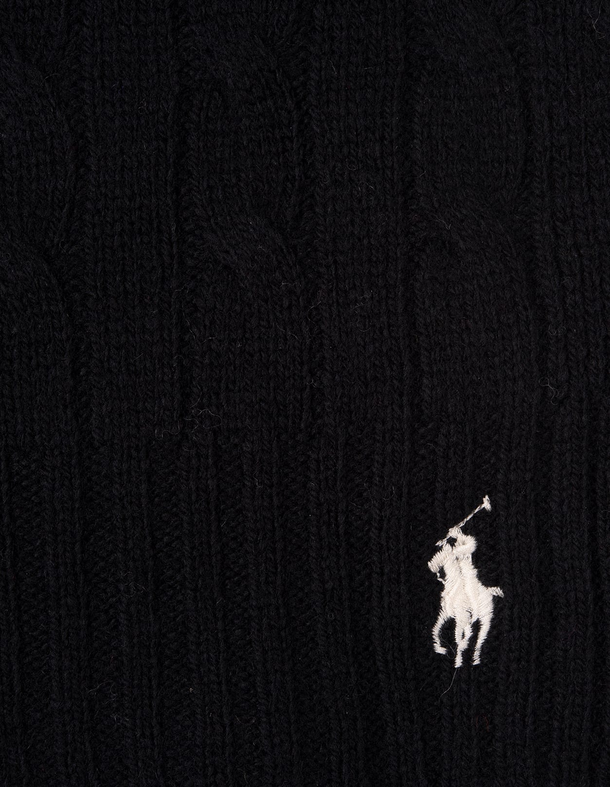 Ralph Lauren Black Cable-knit Wool-cashmere Scarf In Black