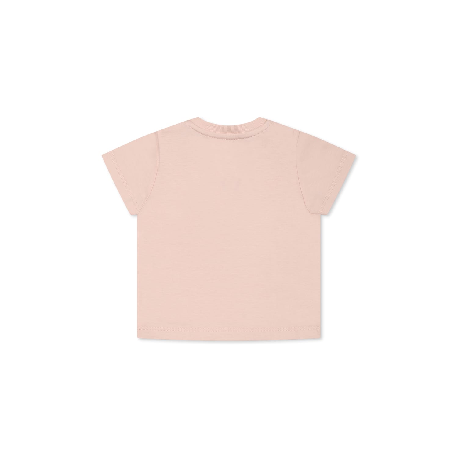 GUCCI PINK T-SHIRT FOR BABY GIRL WITH GG CROSS AND WEB MOTIF