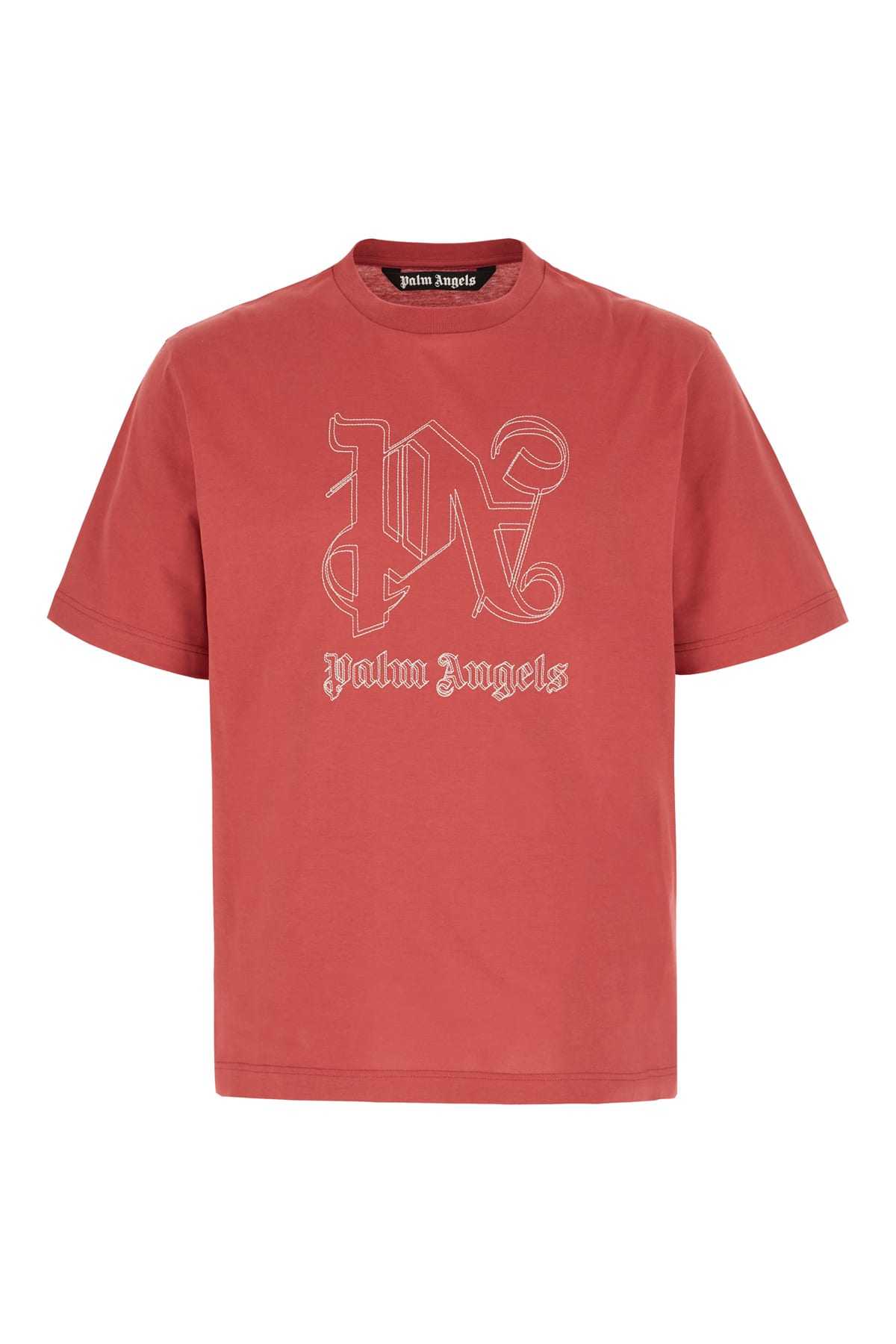 Palm Angels Red Cotton Oversize T-shirt In Red Off White