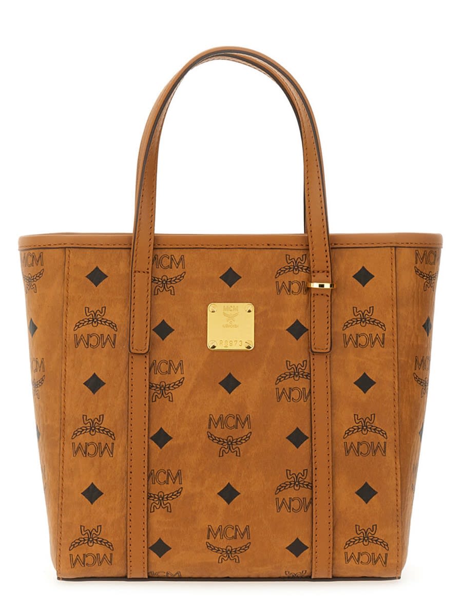 Mcm Structured Brown Tote Bag With Versatile Carry Options In Neutral