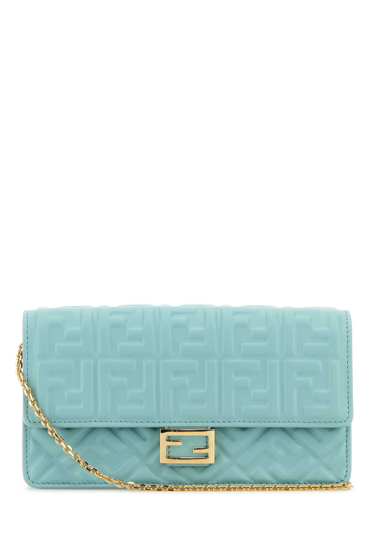 Shop Fendi Light Blue Nappa Leather Baguette Wallet In Azzurro