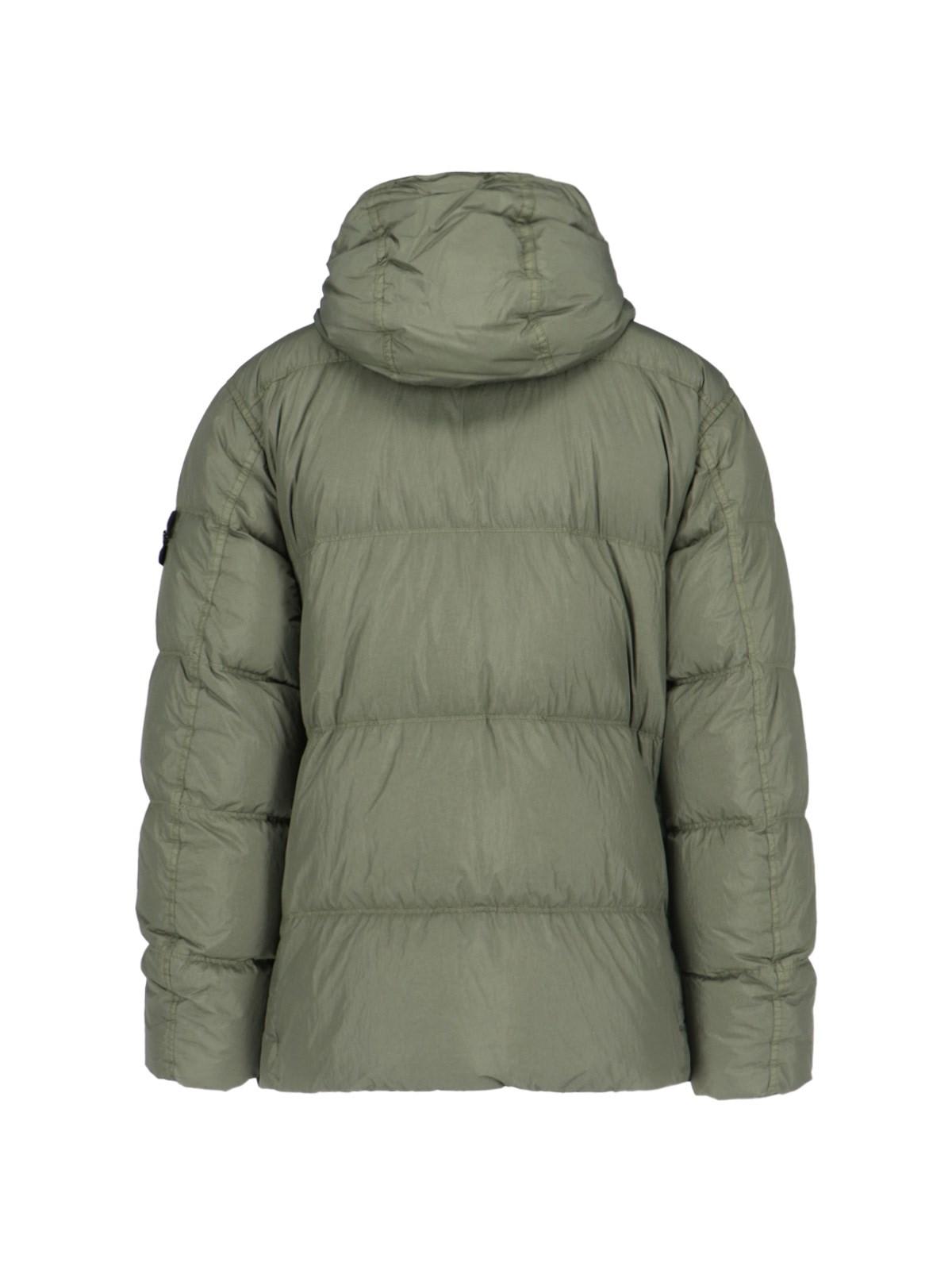 STONE ISLAND LOGO HOODED DOWN JACKET 