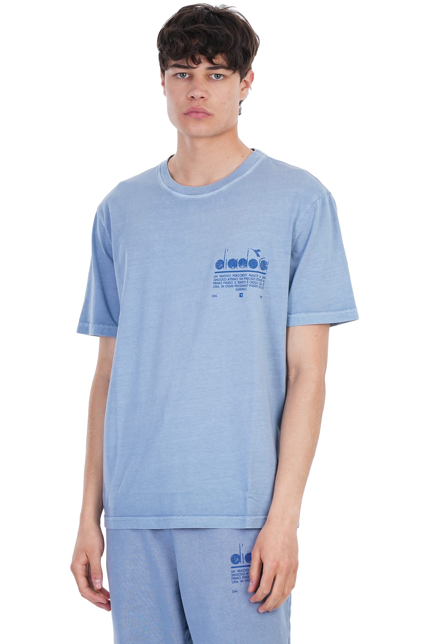 Diadora T-shirt In Cyan Cotton