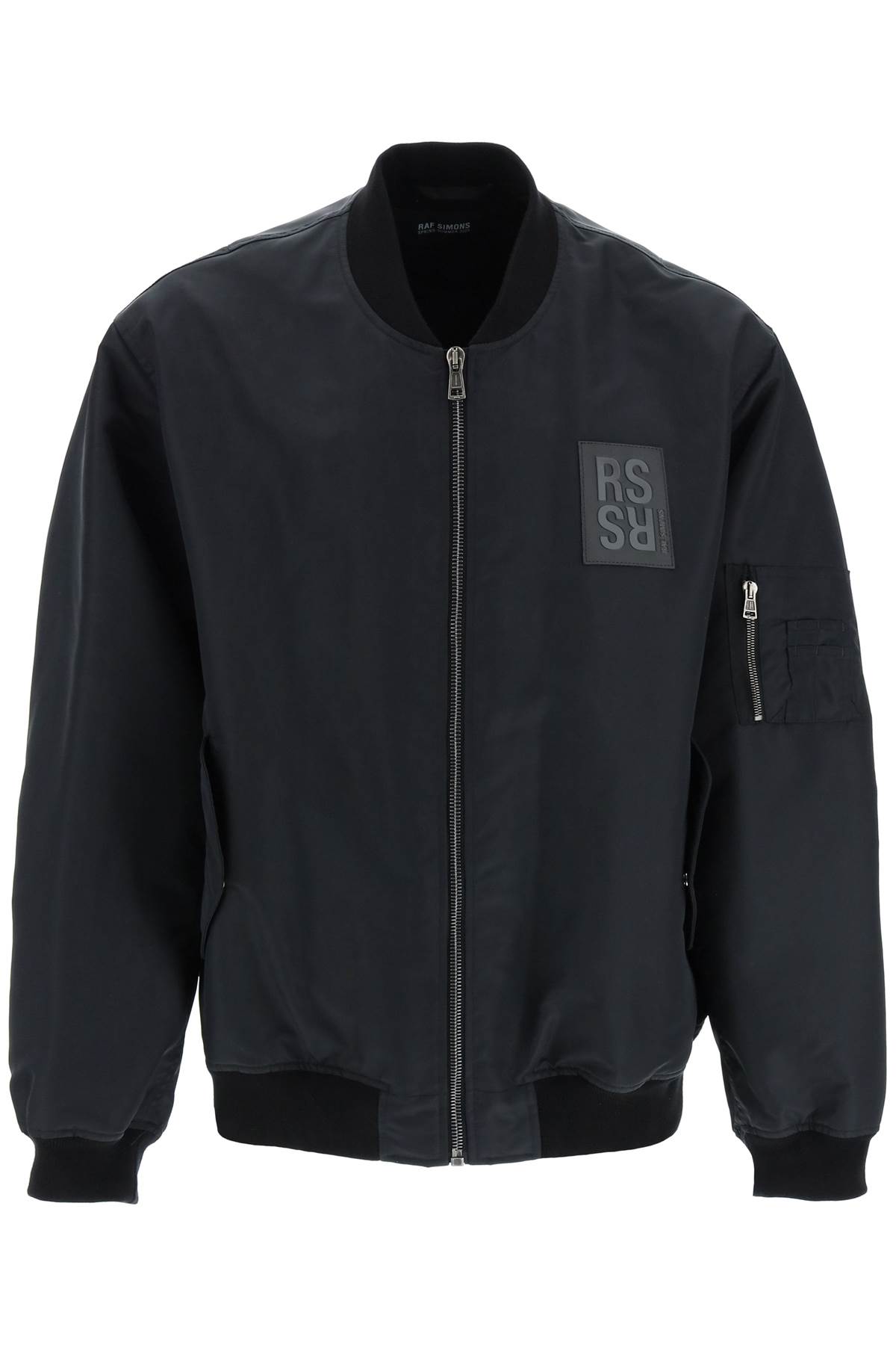 Raf Simons Black Logo Patch Bomber Jacket In Black (black)