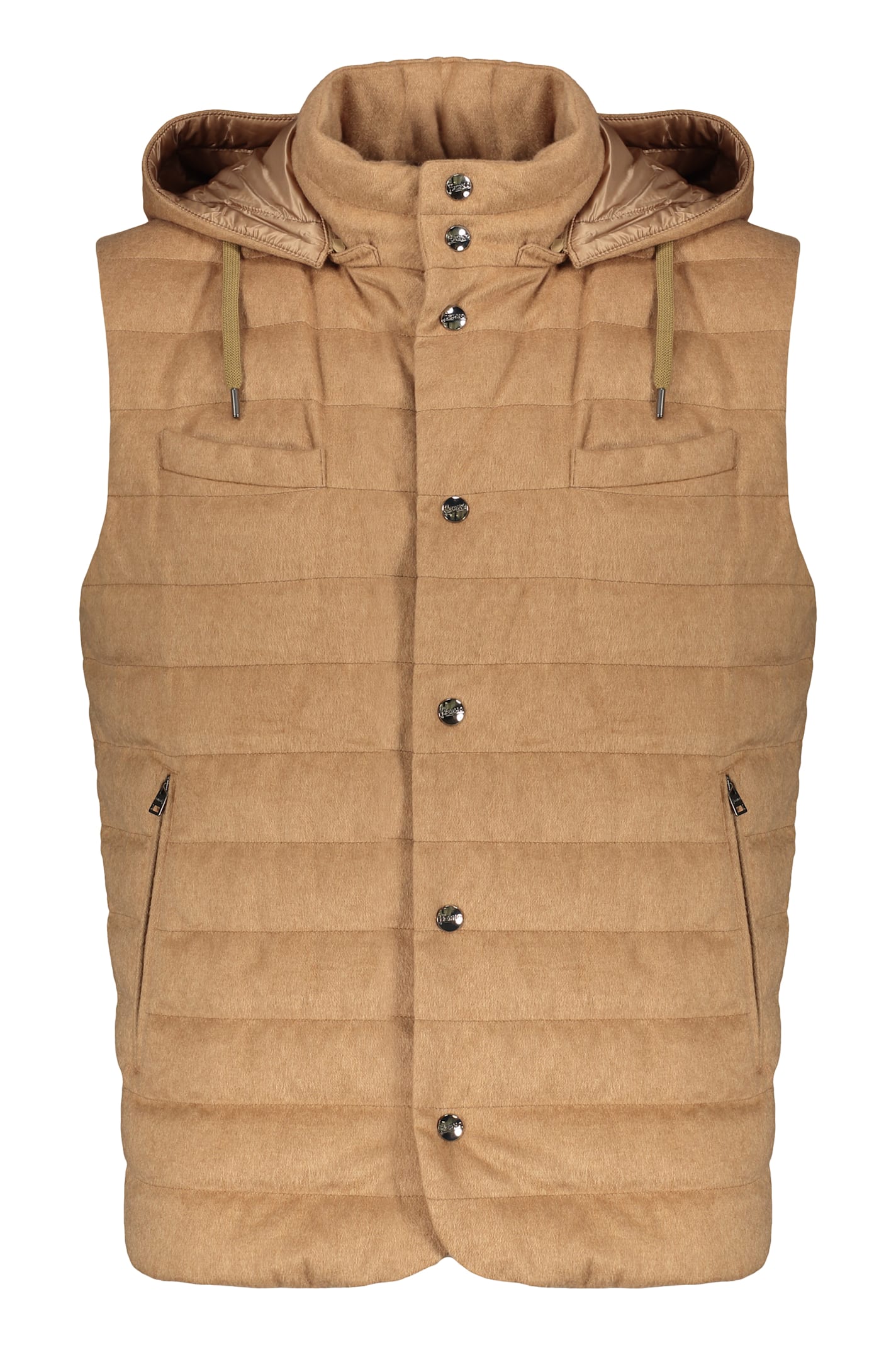 Herno Hooded Bodywarmer In Camel