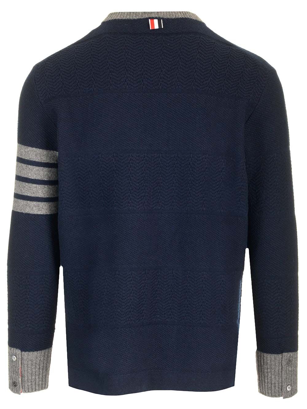 Shop Thom Browne 4-bar Crew Neck Sweater In Blue