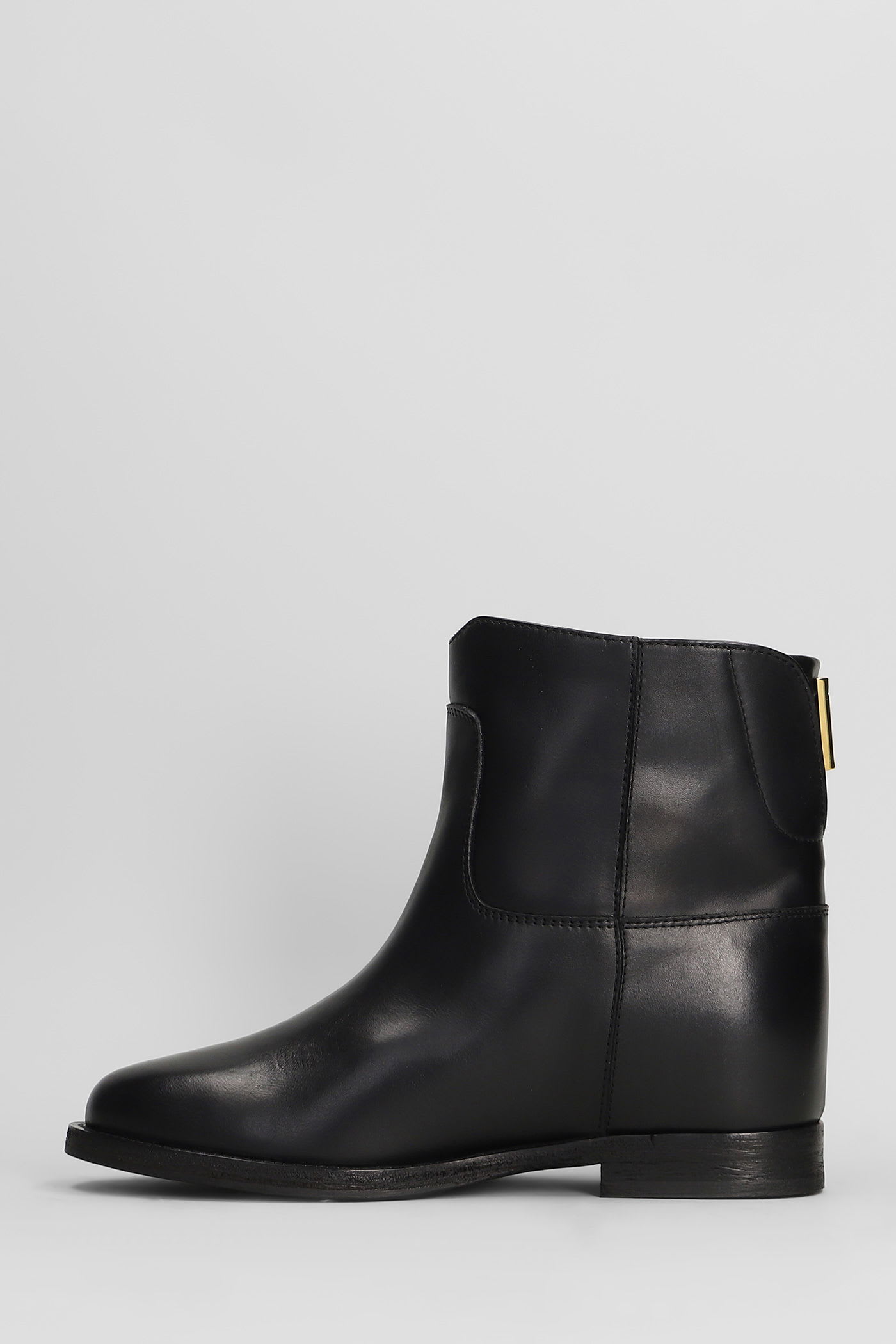 Via Roma 15 Ankle Boots Inside Wedge In Black Leather In Black