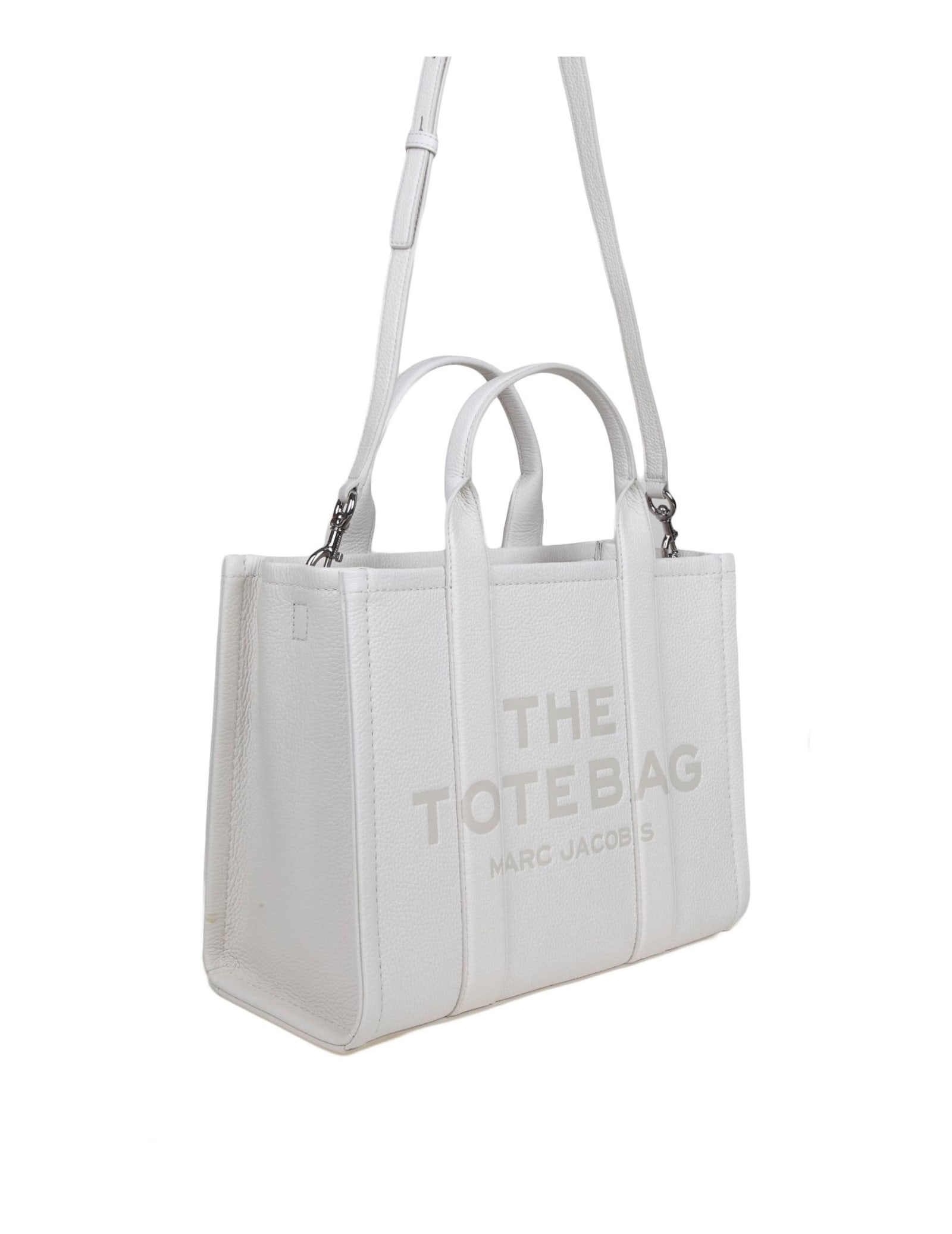 Shop Marc Jacobs The Mini Tote White Color In Cotton/silver