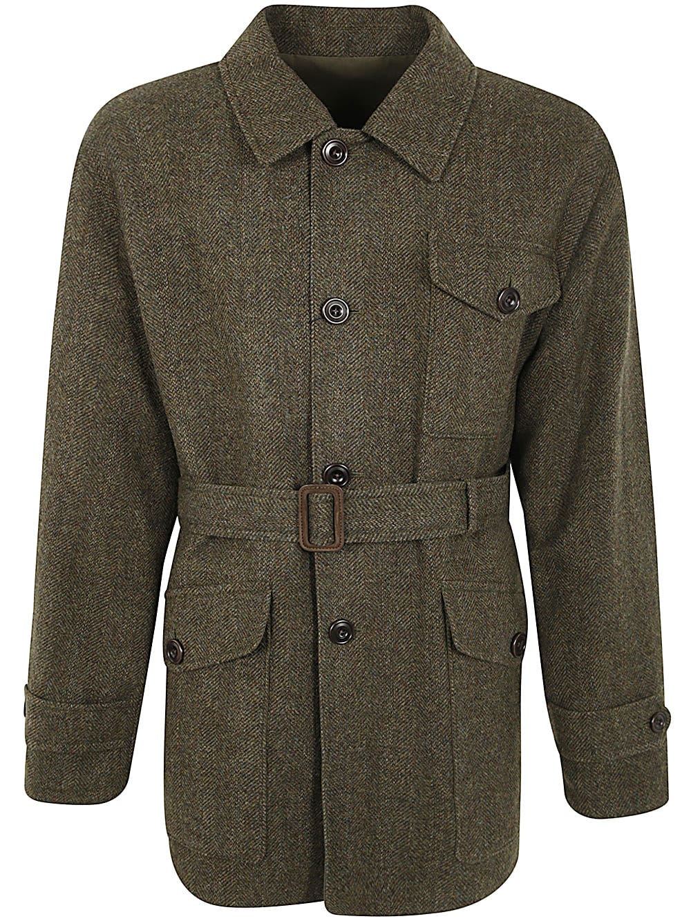 Shop Polo Ralph Lauren Top Coat Rev Walking Single Breasted In Loden Multi Canopy Olive