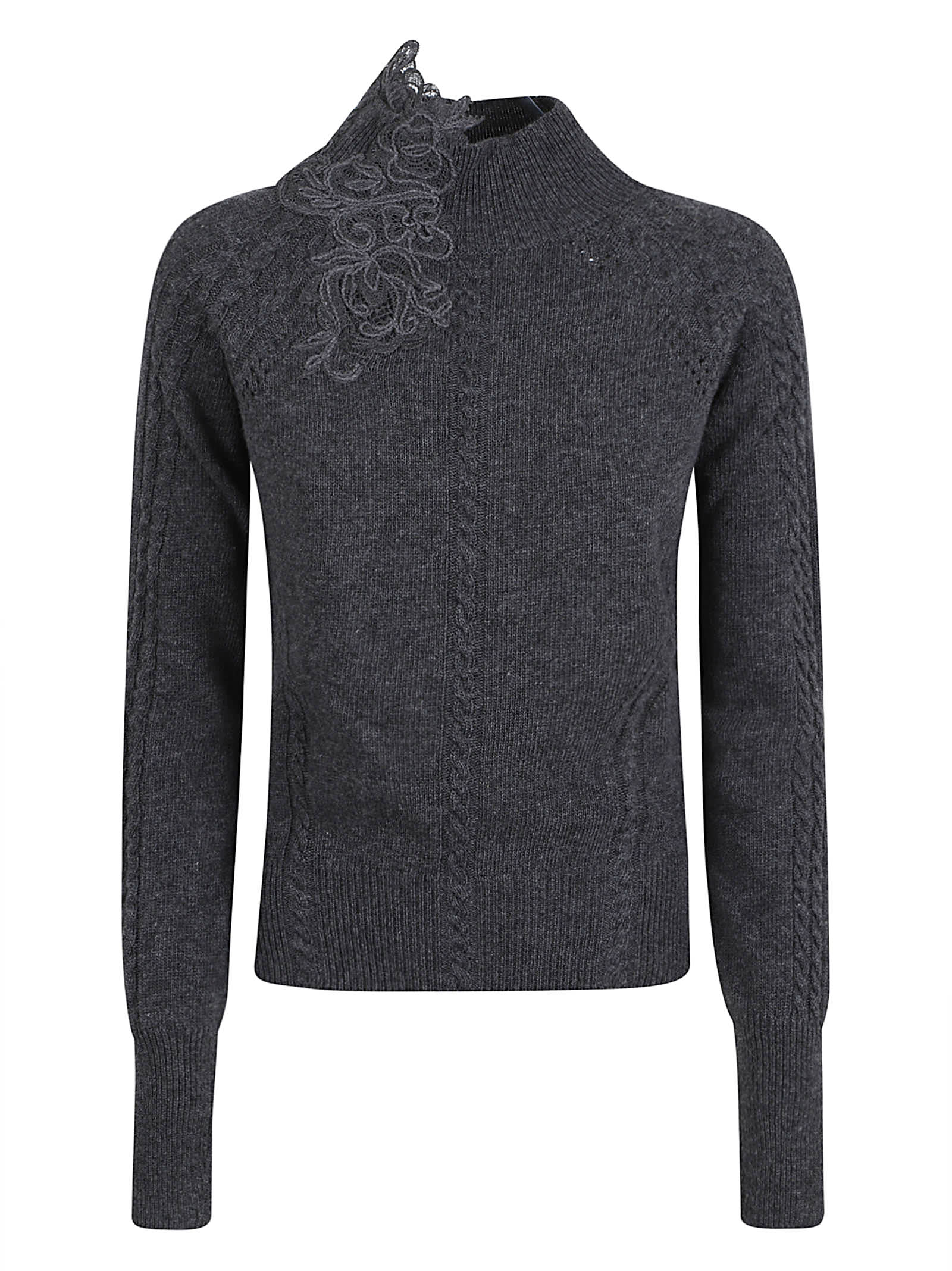 Ermanno Scervino Long Sleeve High Neck Sweater In Gray