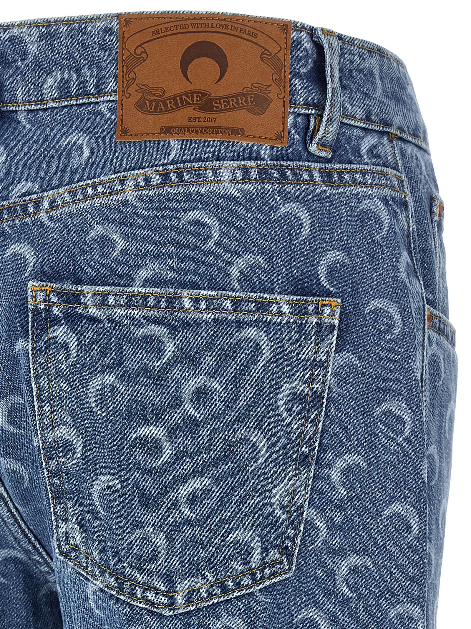Marine Serre Lunar Print Five-pocket Denim Trousers In Blue