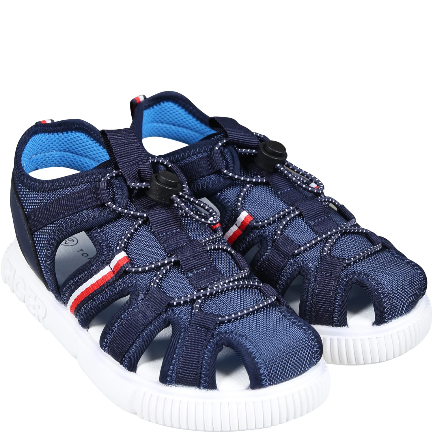 Shop Tommy Hilfiger Blue Sandals For Kids With Logo