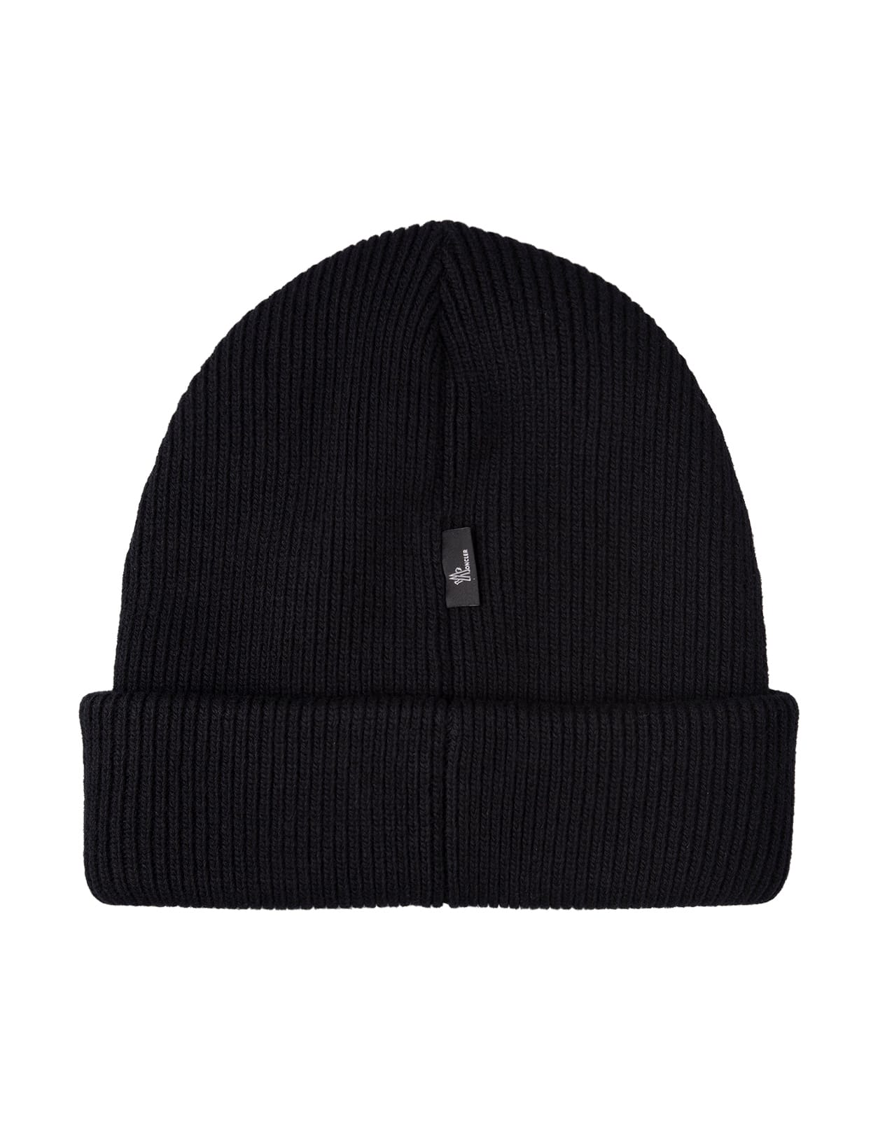 Shop Moncler Black Wool Beanie With Logo Patch