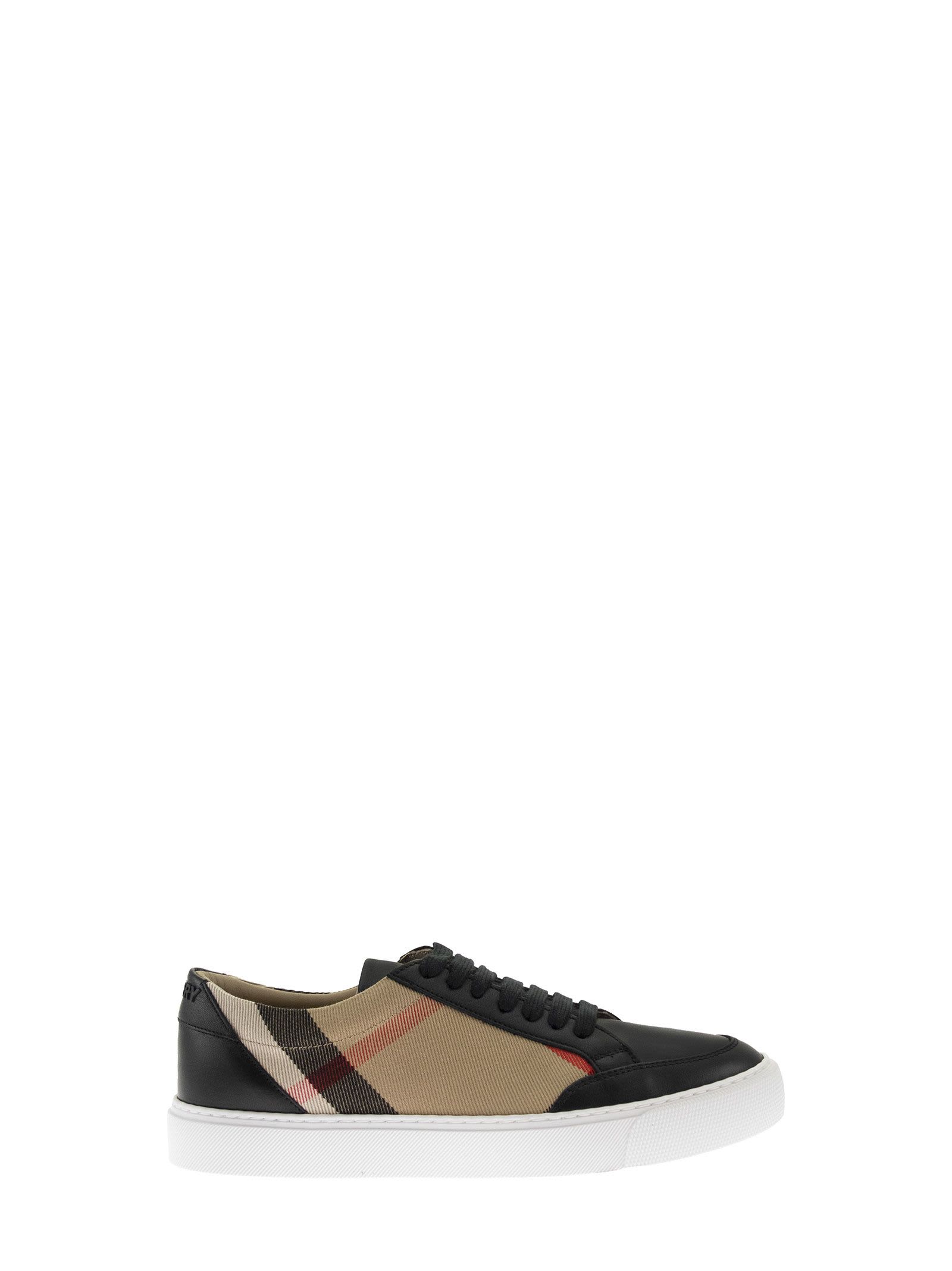 Photo of  Burberry New Salmond - House Check And Leather Sneakers- shop Burberry Sneakers online sales
