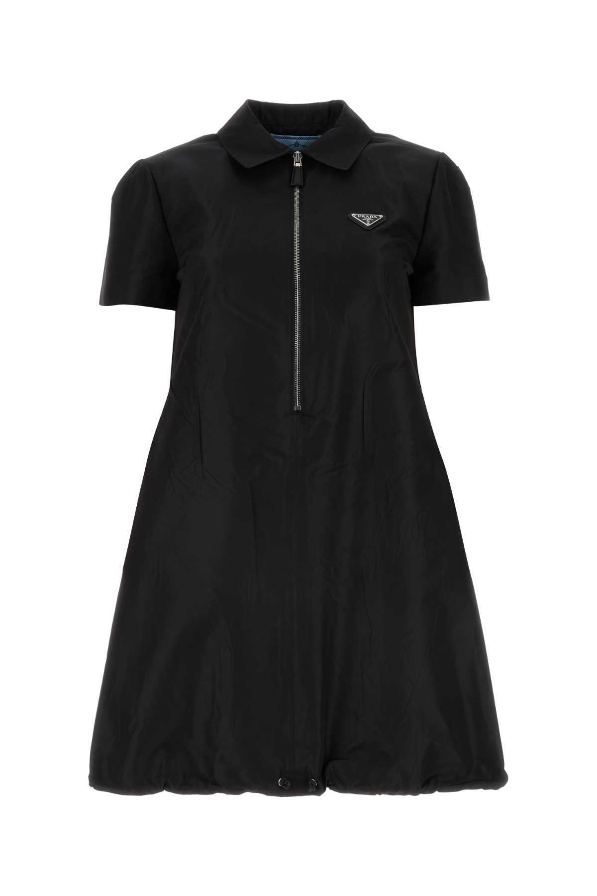 Prada Black Faille Mini Dress In Nero
