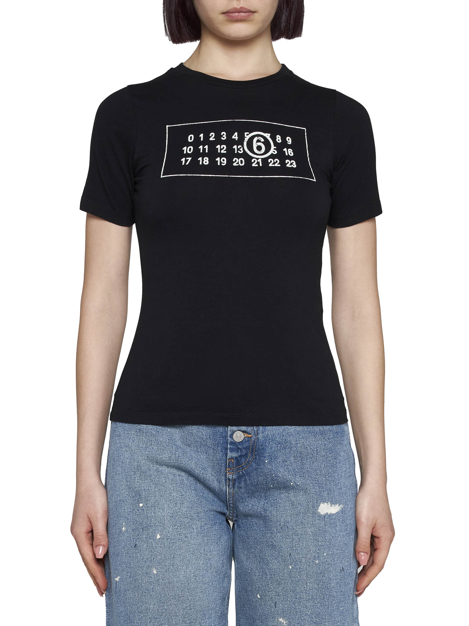 Shop Mm6 Maison Margiela T-shirt In Black