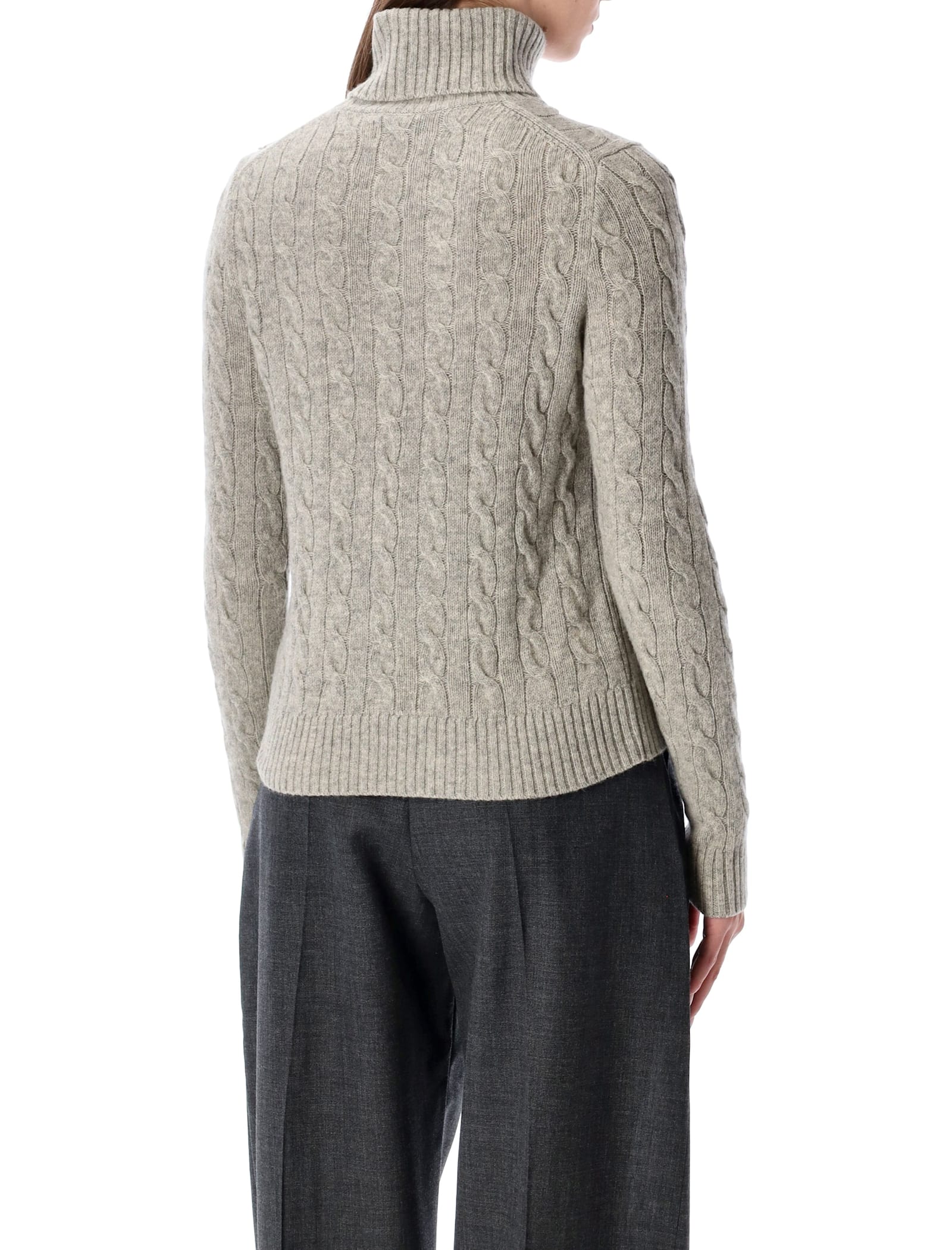 Polo Ralph Lauren Wool And Cashmere Cable-knit Turtleneck In Neutral