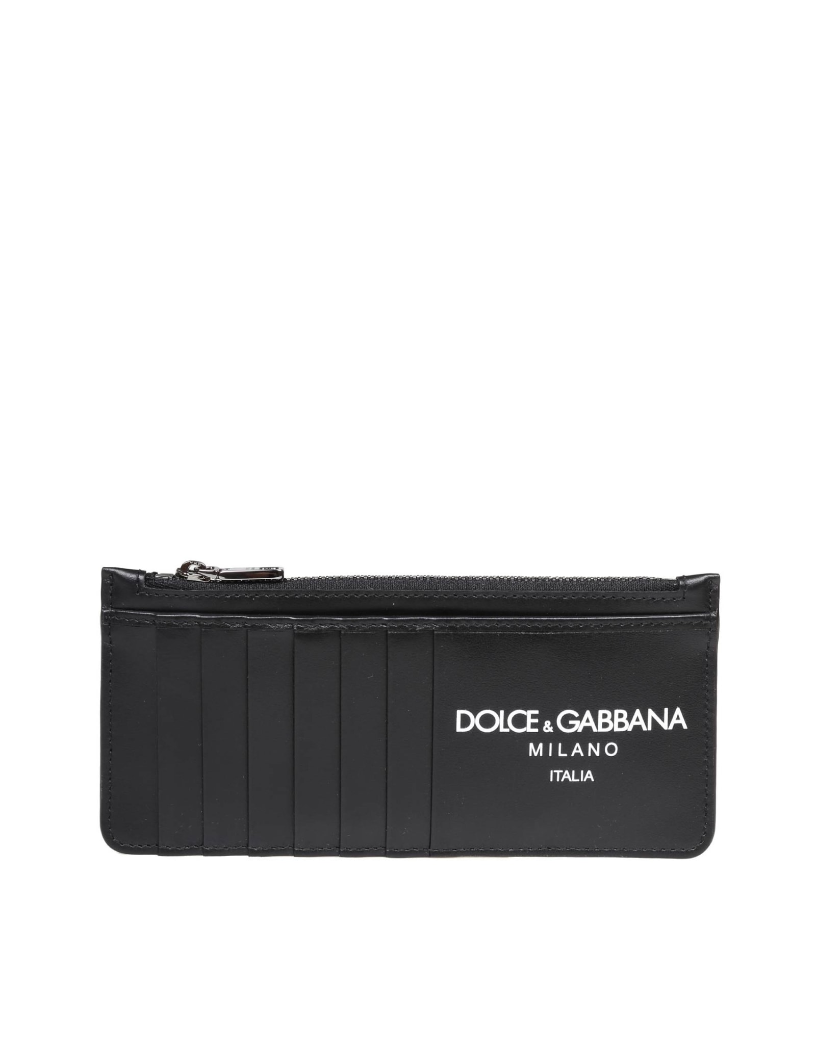 Dolce & Gabbana Calfskin Card Holder With Black Logo