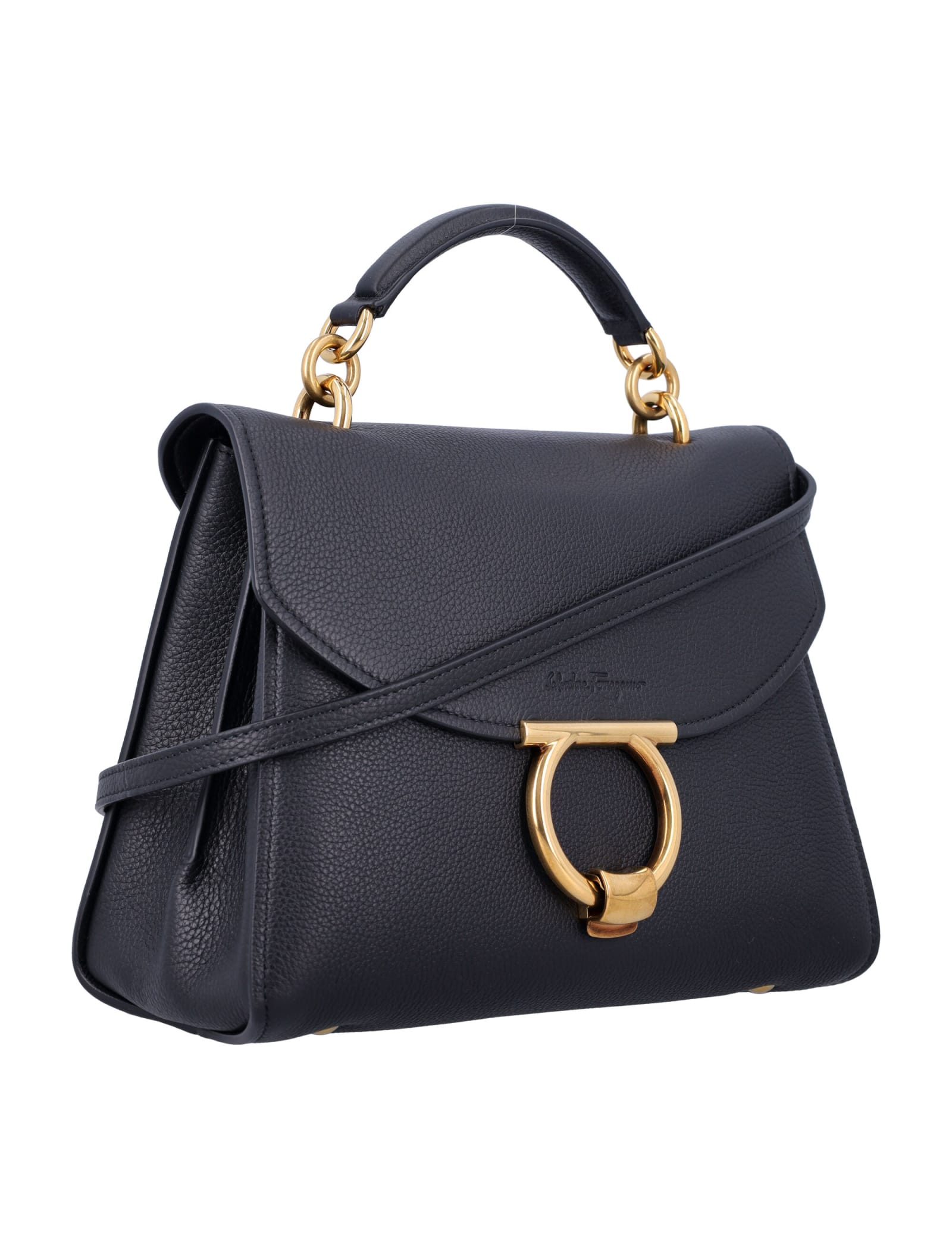 Shop Ferragamo Margot Top Handle Bag In Nero