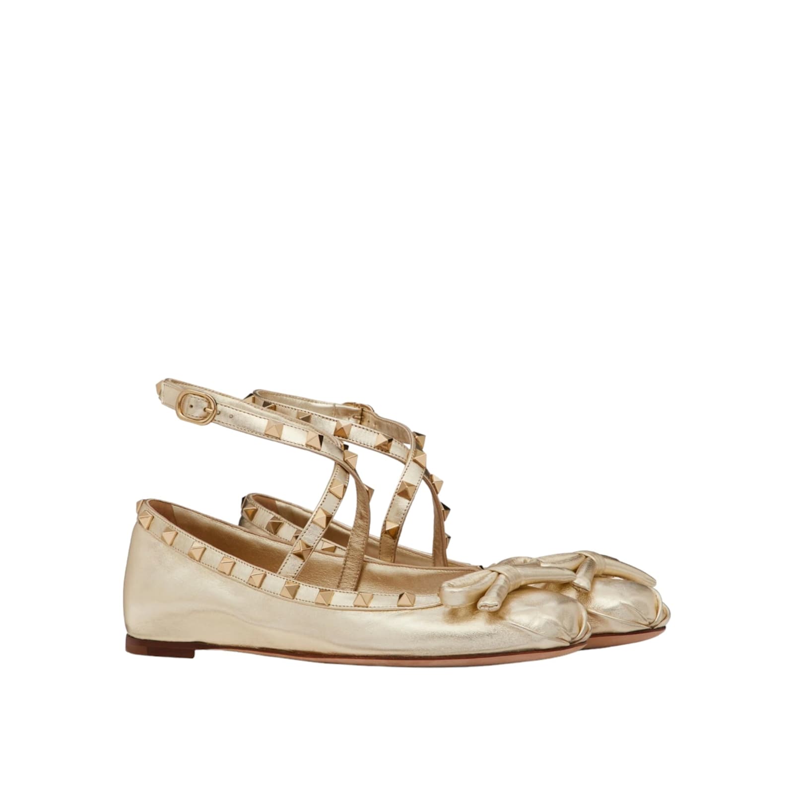 Shop Valentino Garavani Ballerina Flats In Gold