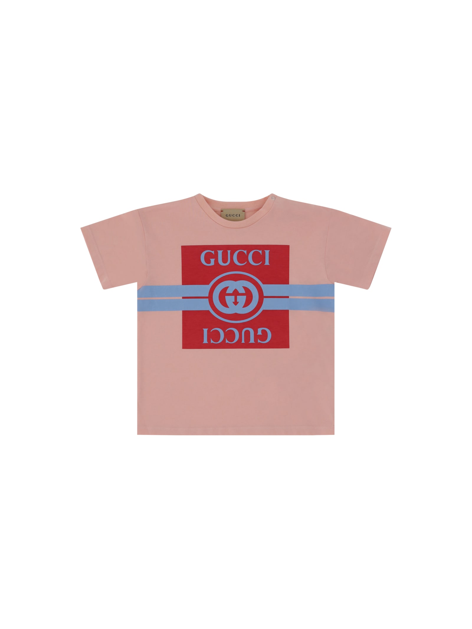 Gucci Kids' T-shirt For Girl In Pink/sky/tulips