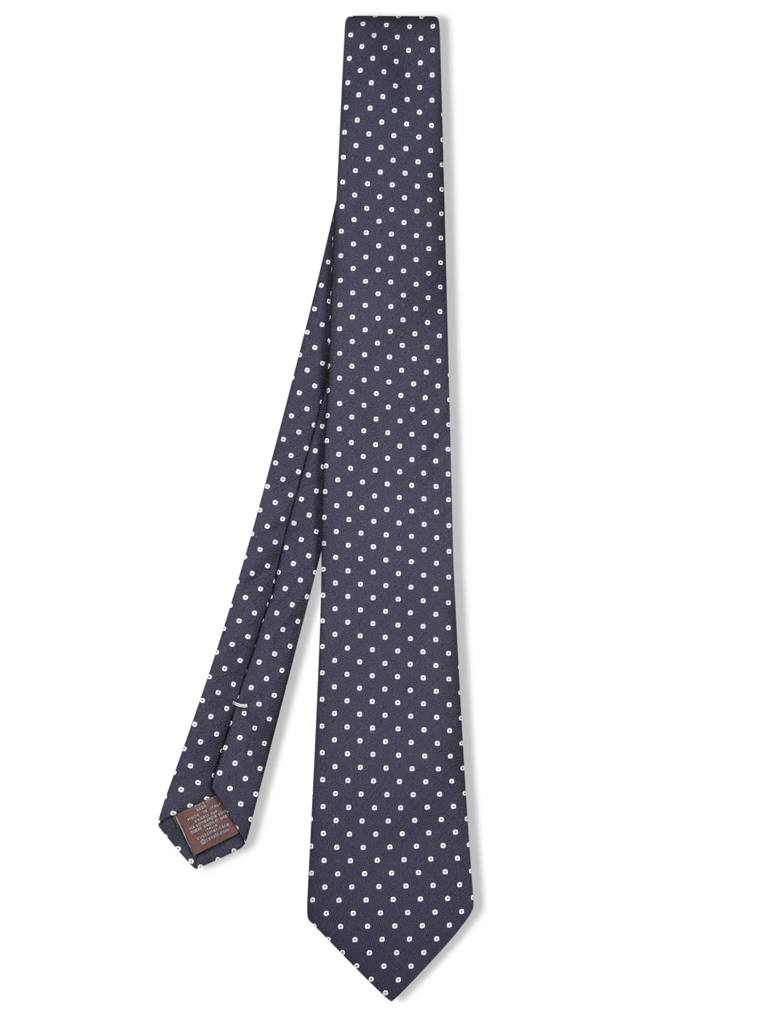 Canali Blue Silk Tie With Geometric Pattern In Blue