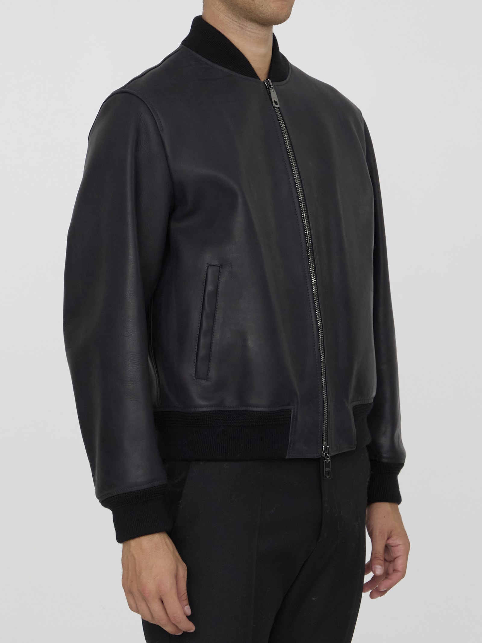 Shop Dolce & Gabbana Leather Jacket In Black