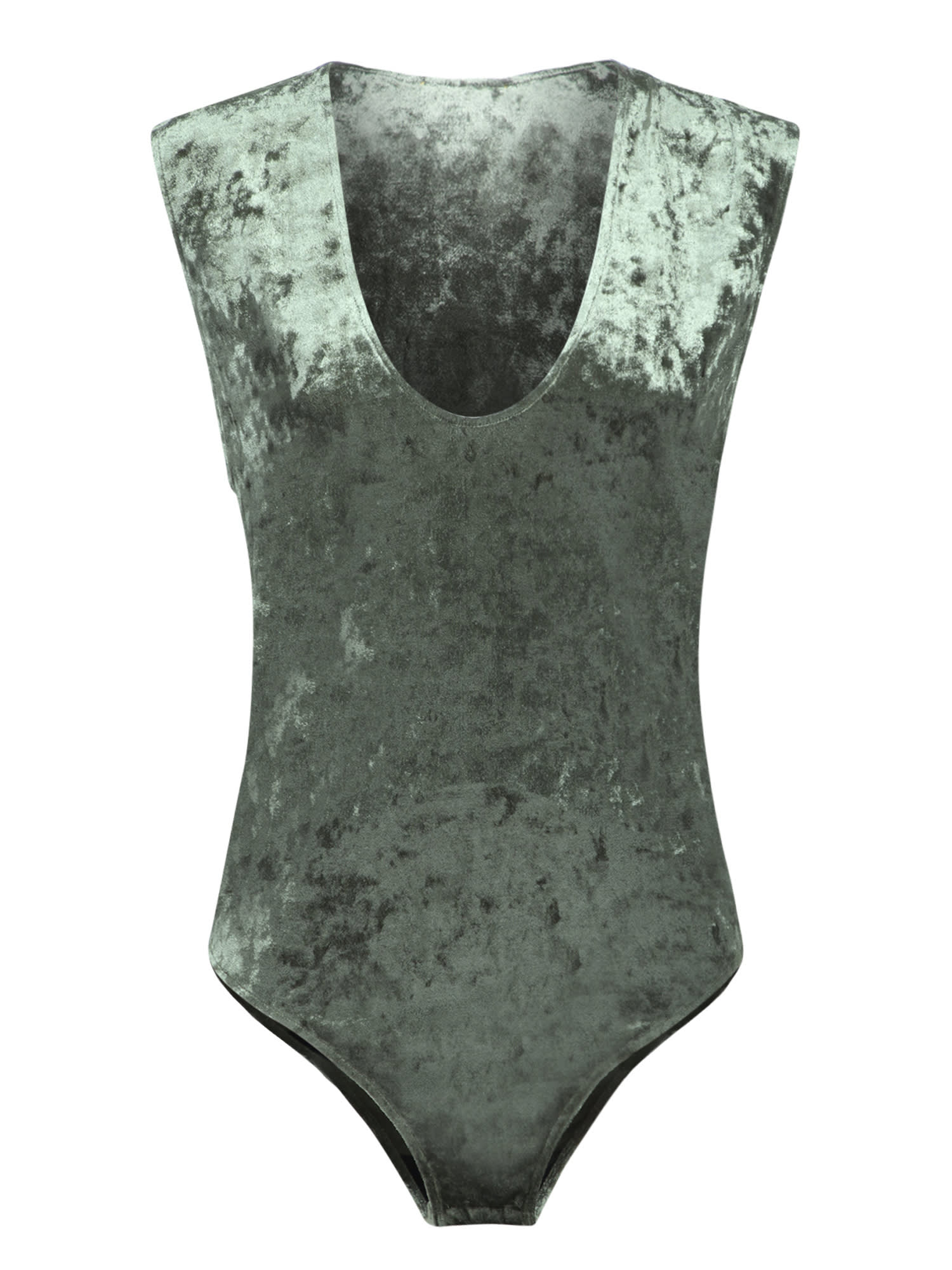 Forte_Forte Olive Green Iridescent Velvet Bodysuit