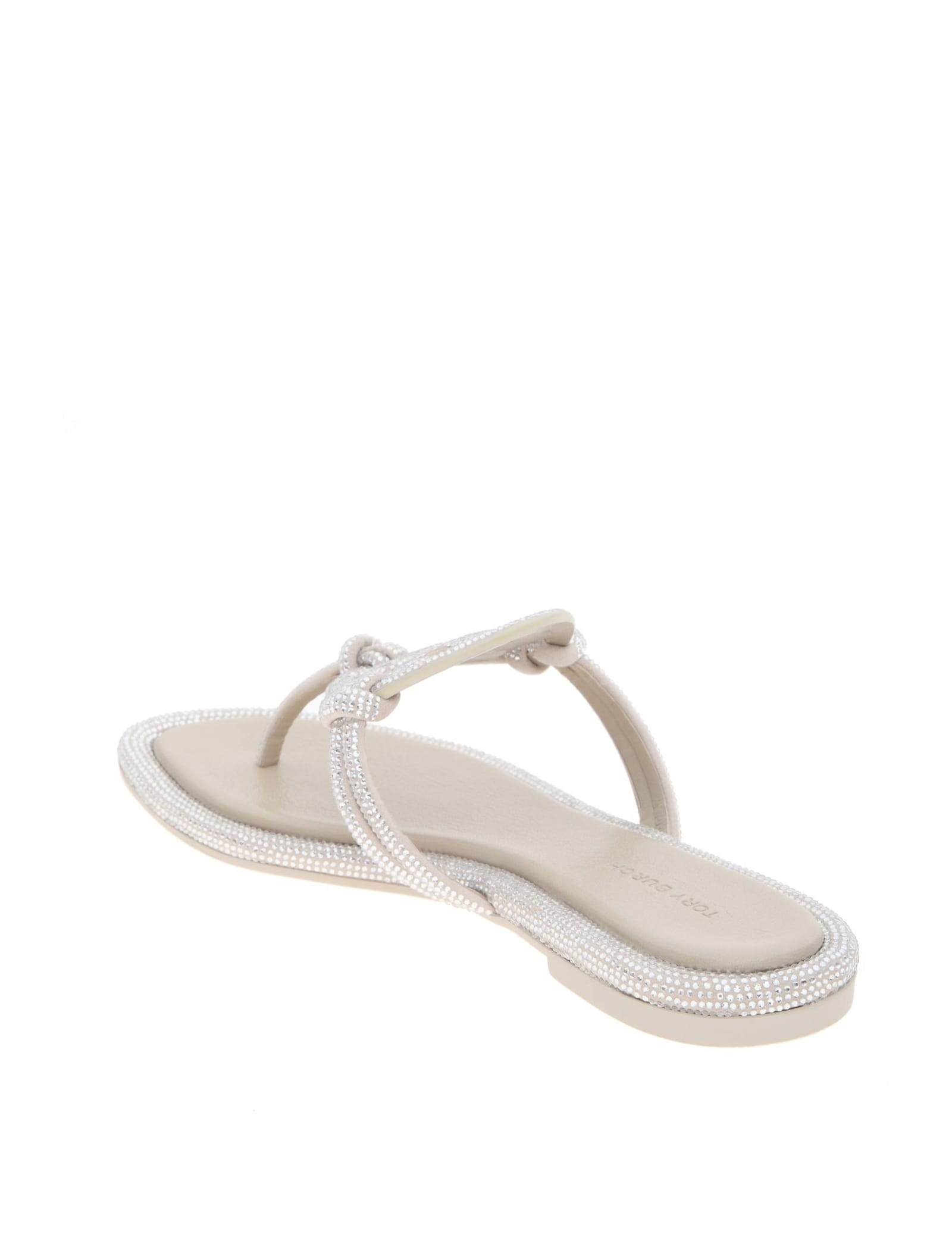 Shop Tory Burch Miller Sandal In Leather With Applied Pave In Gray