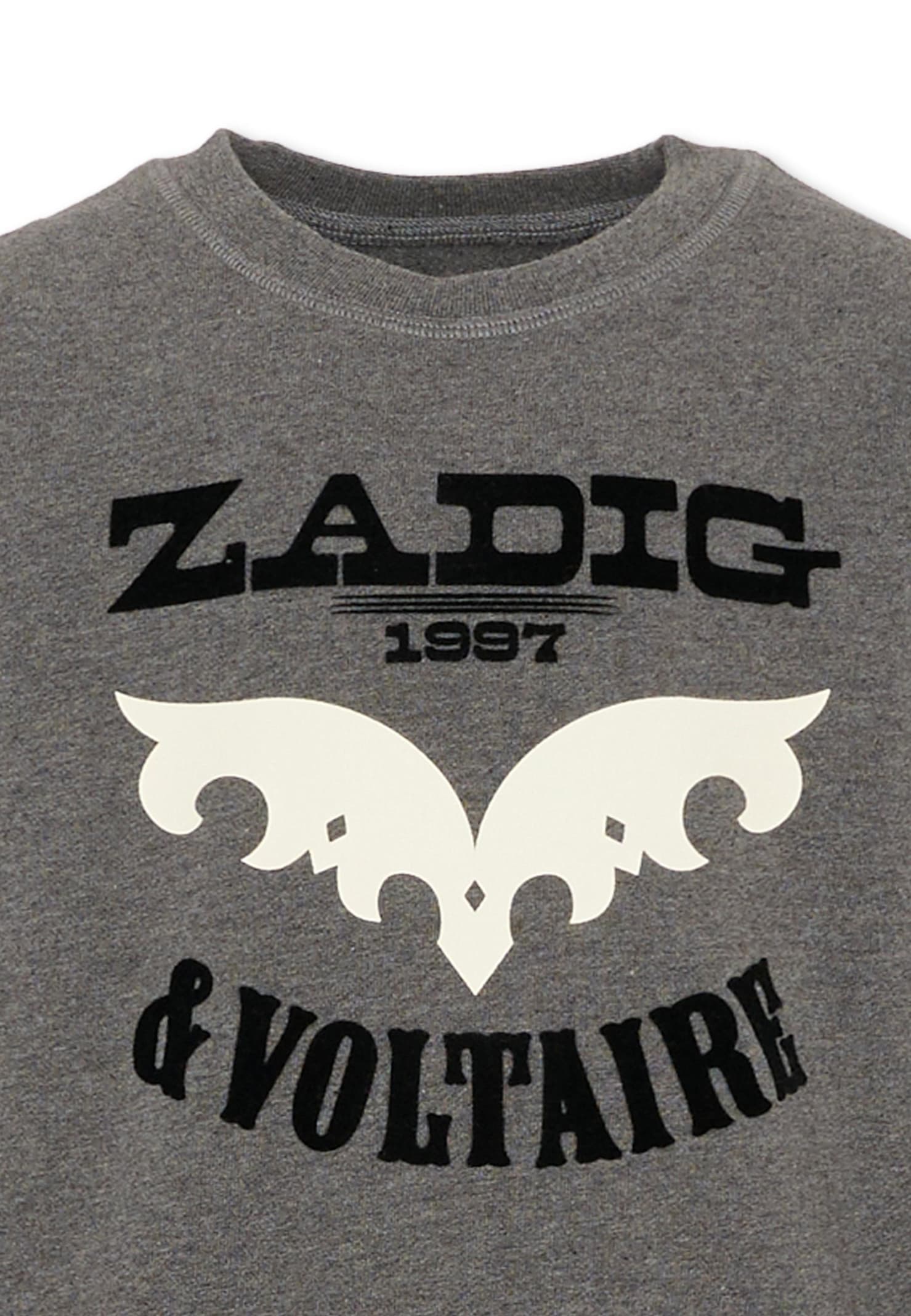Zadig & Voltaire Grey Sweatshirt For Kids With Logo In Gray