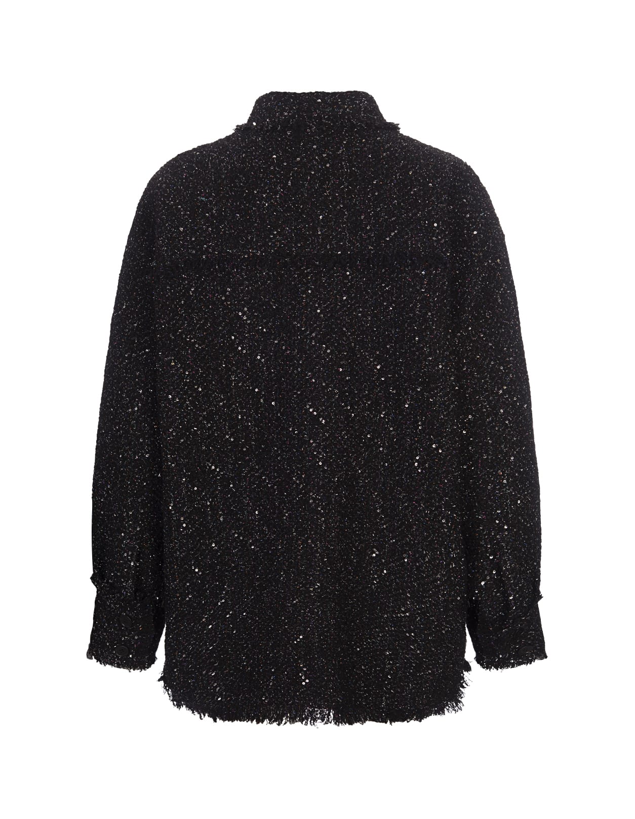 Shop Msgm Black Lurex Tweed Shirt