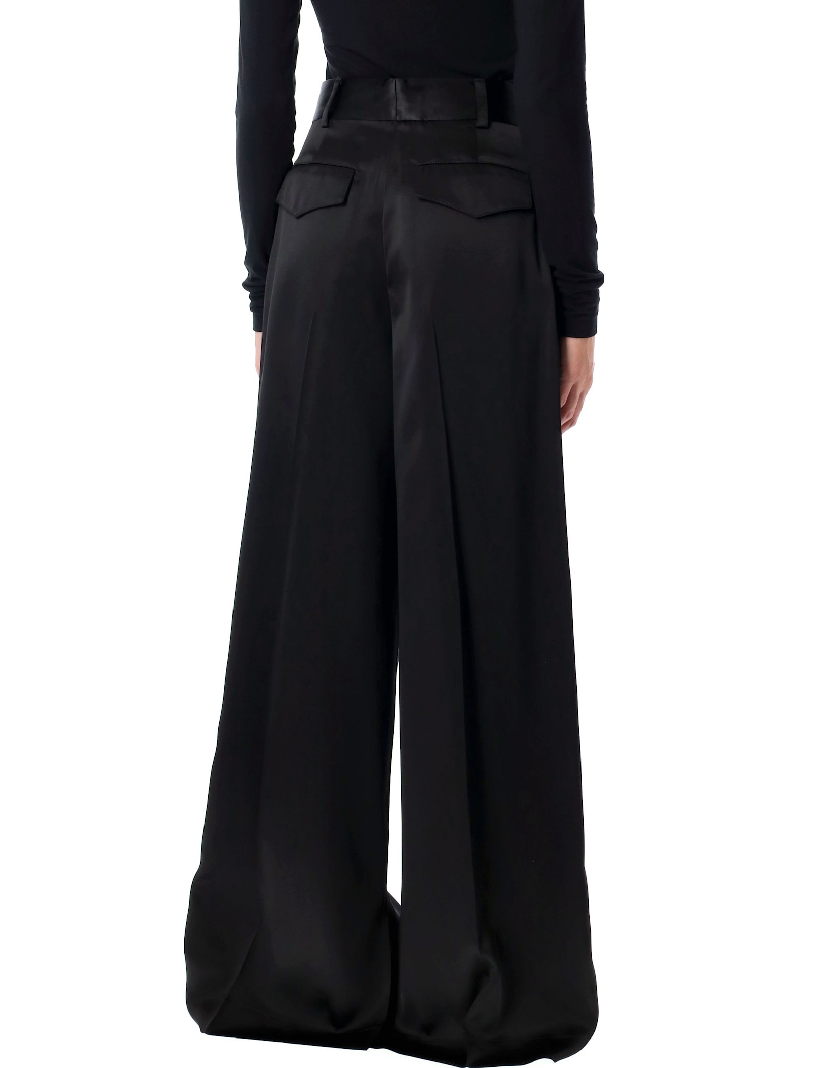 Shop Jil Sander Satin Palazzo Pants In Black