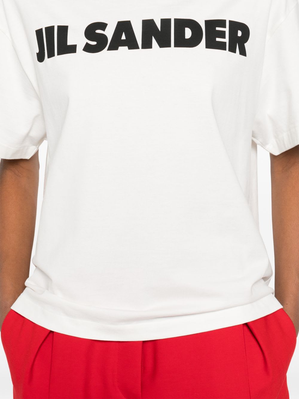 Jil Sander Crewneck Short Sleeves Classic Print T-shirt Clothing In White