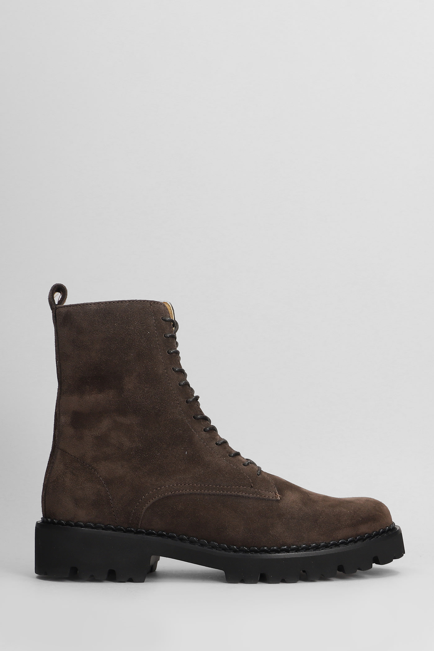 Shop Fabio Rusconi Combat Boots In Dark Brown Suede