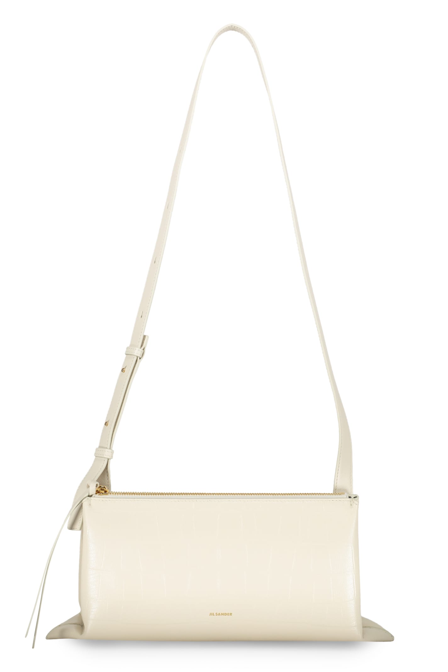 Shop Jil Sander Leather Crossbody Bag In Ecru