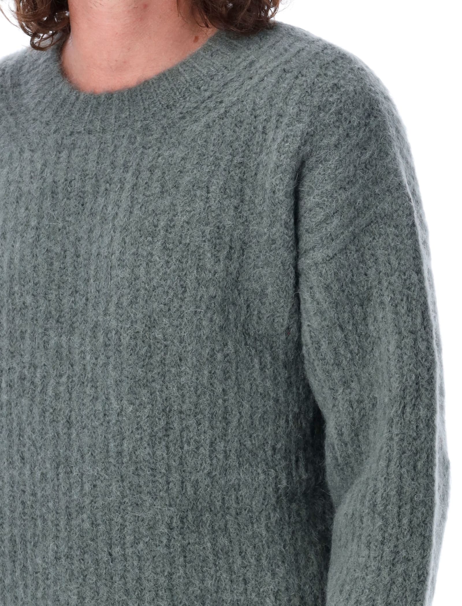 Shop Ami Alexandre Mattiussi Chunky Hair Mohair Sweater In Clay