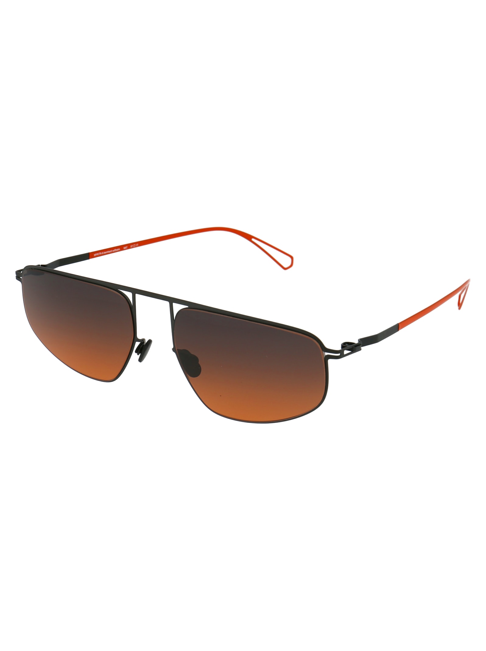 Shop Mykita Nat Sunglasses In 814 C62 Black/pow11 Black Orange Gradien