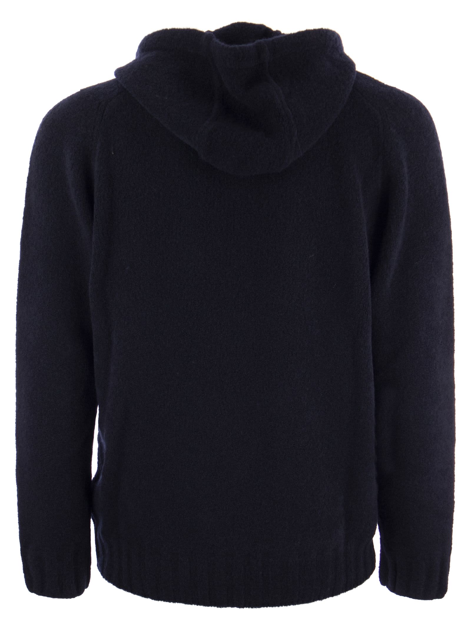 Shop Tagliatore Wool Pullover With Hood In Blue