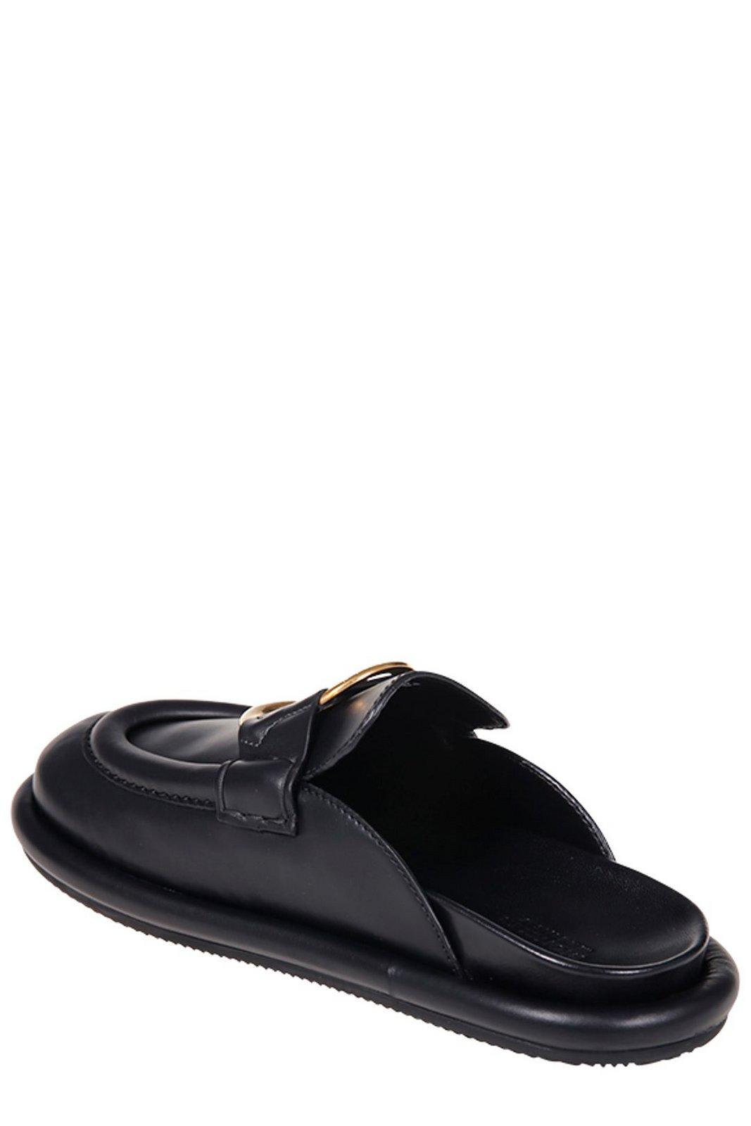 Shop Moncler Rind Detailed Slip-on Mules In Black