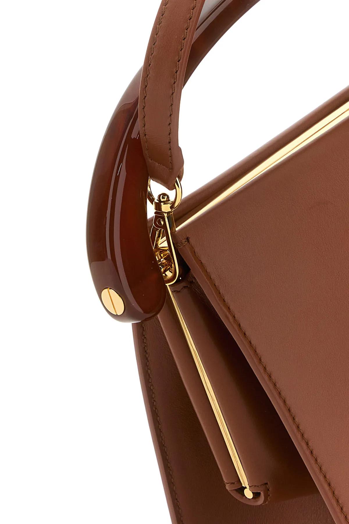 Shop Dries Van Noten Caramel Leather Handbag