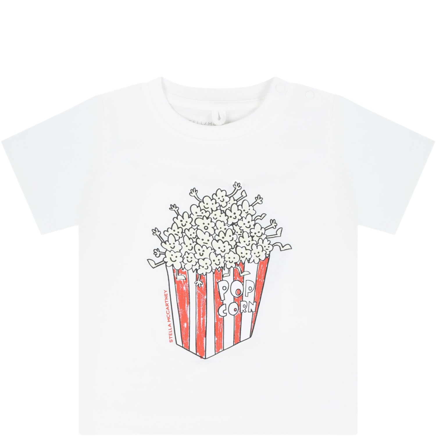 Stella Mccartney White T-shirt For Baby Boy With Pop Corn