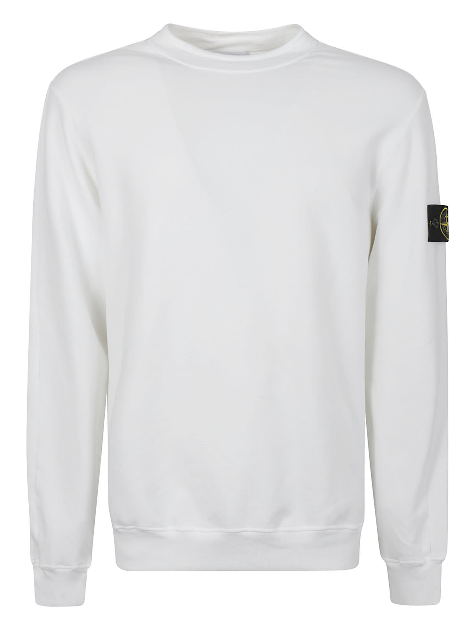 Shop Stone Island Logo Sleeve Sweatshirt Fleece In White