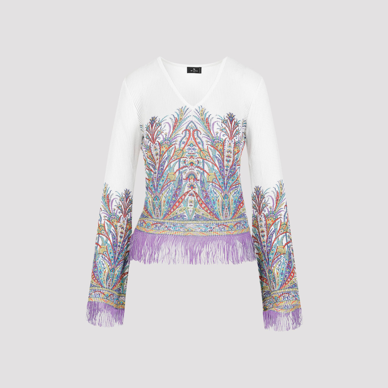 Shop Etro Viscose Top In Stampa Fdo Bianco