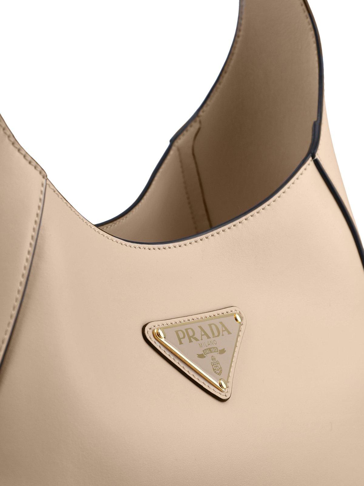 Prada Women's Travertine-coloured Leather Shoulder Bag In Travertino