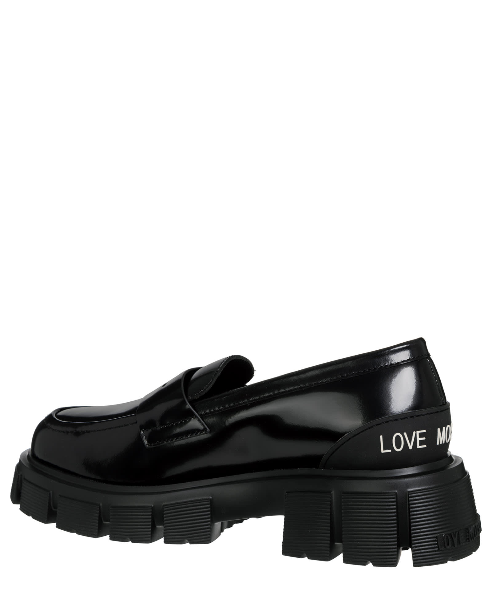 Shop Moschino Leather Loafers In Nero