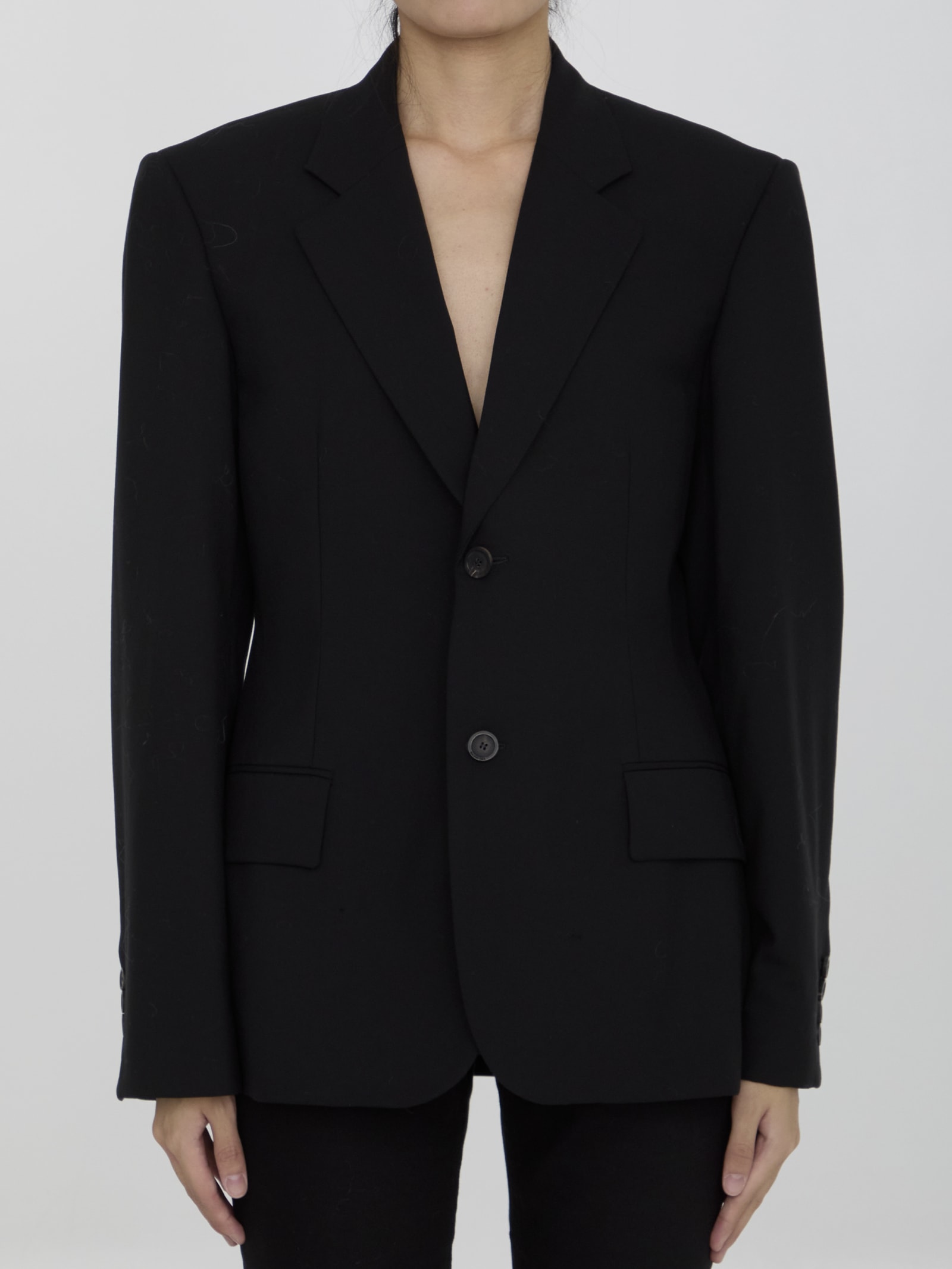 Shop Balenciaga Wool Jacket In Black