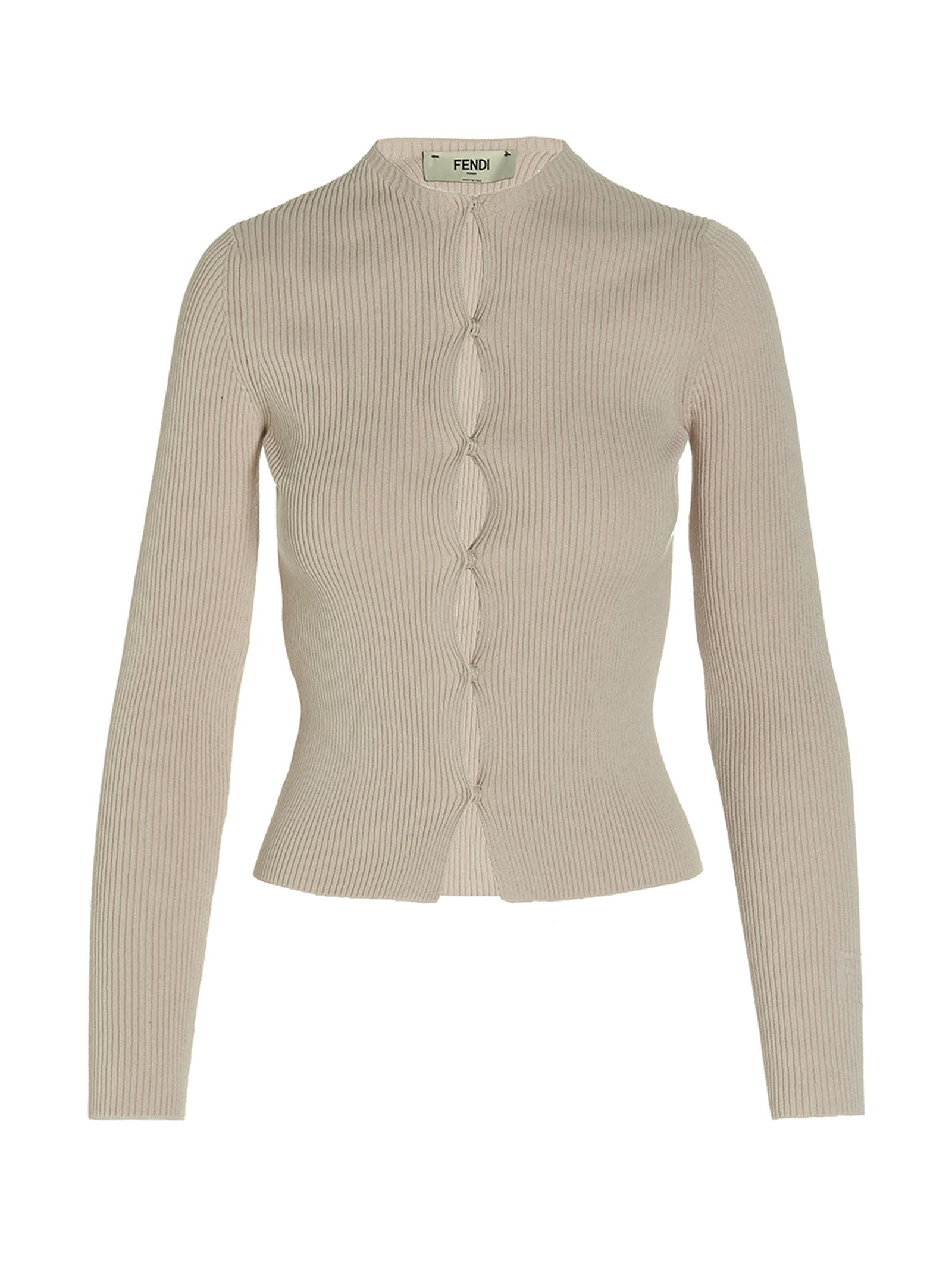 Fendi Cut-outs Cotton-blend Cardigan In White