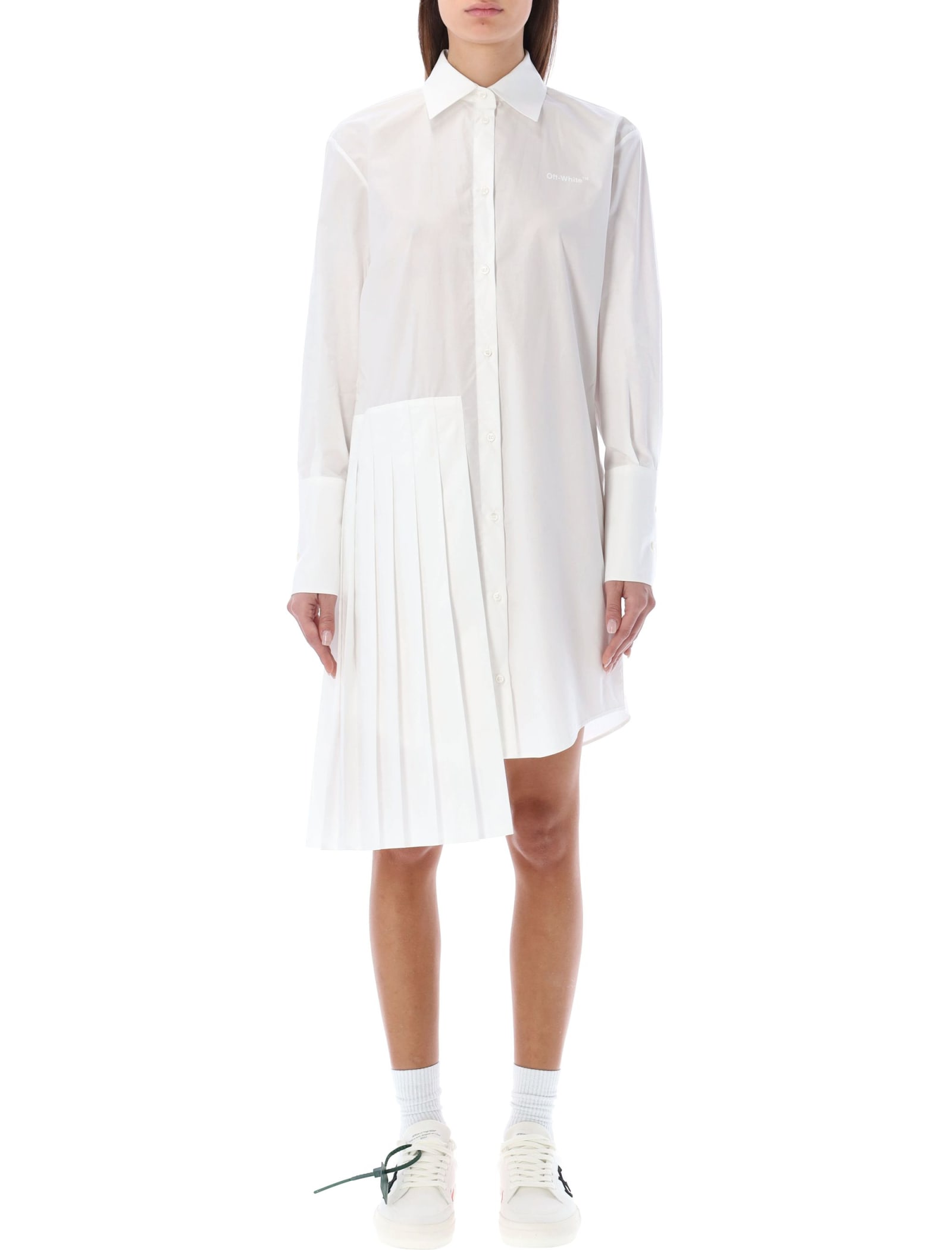 Off-White Diag Plissé Shirt Dress