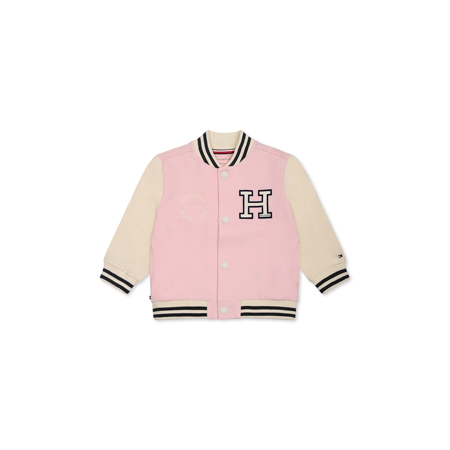 Shop Tommy Hilfiger Pink Jacket For Baby Girl With Logo