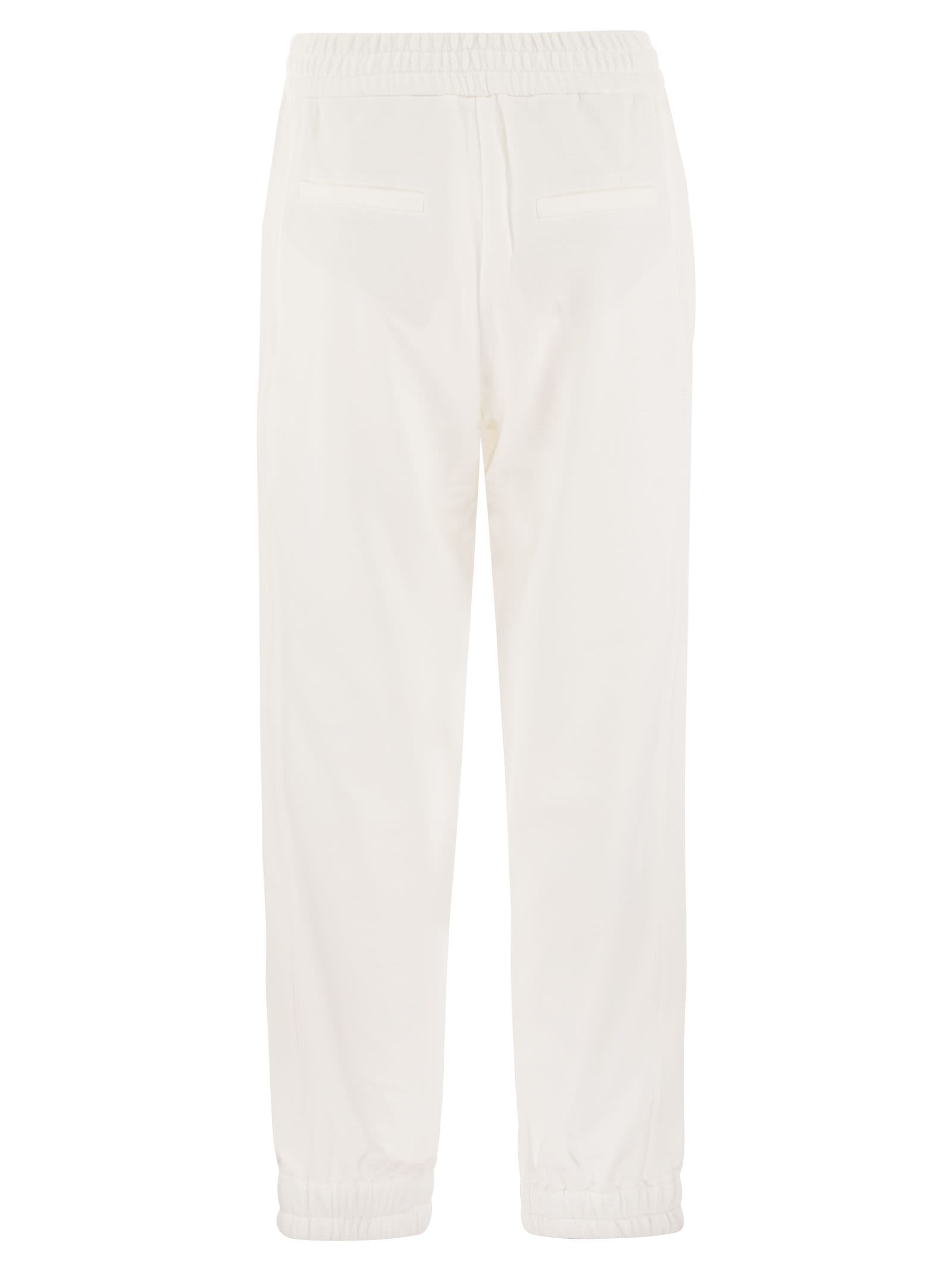 Shop Brunello Cucinelli Track Trousers In Light Cotton Fleece In White